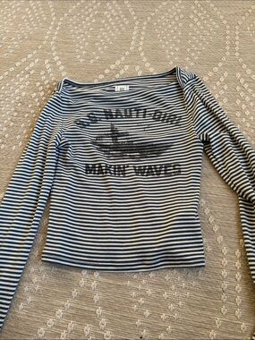 Urban Outfitters BDG Navy and White Striped Long Sleeve Top